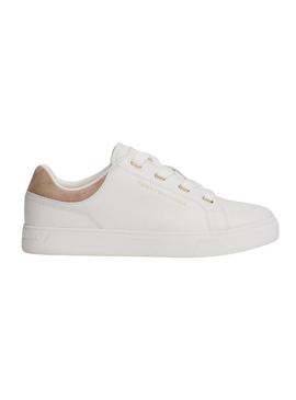 Sapatilhas Tommy Hilfiger Casual Cupsole brancas para mulher.
