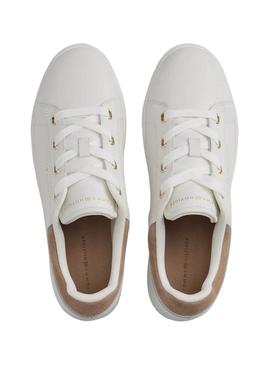 Sapatilhas Tommy Hilfiger Casual Cupsole brancas para mulher.