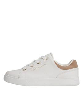 Sapatilhas Tommy Hilfiger Casual Cupsole brancas para mulher.
