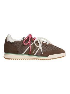 Sapatos Tommy Jeans de duplo cordão marrom para mulher.