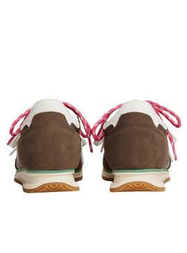 Sapatos Tommy Jeans de duplo cordão marrom para mulher.