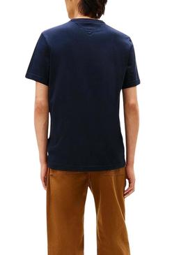 Camisa Tommy Hilfiger Small Crest azul marino para homens.