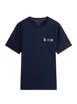 Camisa Tommy Hilfiger Small Crest azul marino para homens.