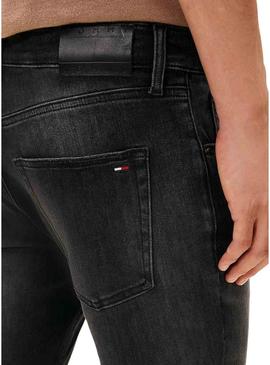 Calça jeans Tommy Jeans Scanton slim DI1286 preta para homem.