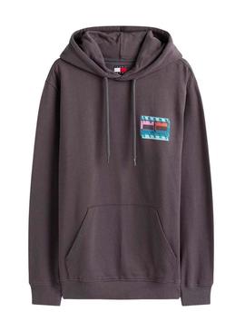 Moletom Tommy Jeans DNA Flag cinza para homem.