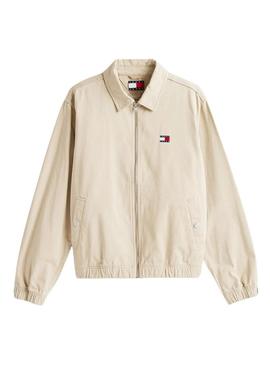 Jaqueta Tommy Jeans Essential Flag bege para homem.