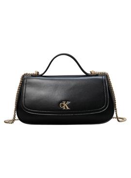Bolsa Calvin Klein Jeans corrente Ck preta para mulher.