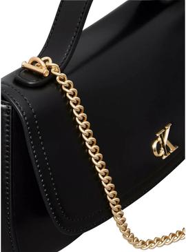 Bolsa Calvin Klein Jeans corrente Ck preta para mulher.