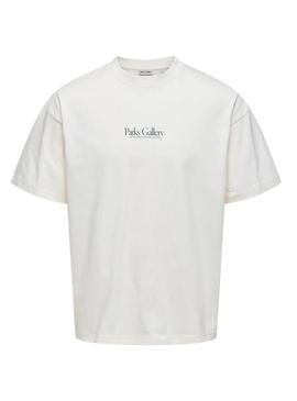 Camiseta Only and Sons Parker bege para homens.