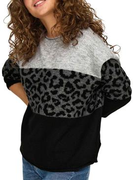 Camisola Only Estampada de Animal Print Preto Jade para Mulher.