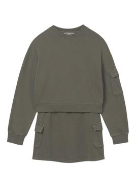 Conjunto Mayoral saia cargo e moletom verde para menina.