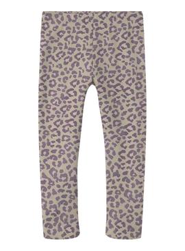 Calça Legging Name It Davina estampada de leopardo para menina.