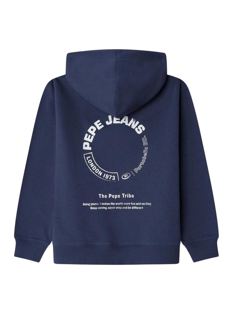 Moletom Pepe Jeans Yael com zíper marinho infantil
