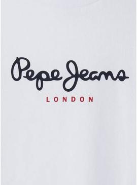 Camiseta Pepe Jeans New Art logo branco para criança.