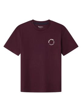 Camiseta Pepe Jeans Recco bordô para criança