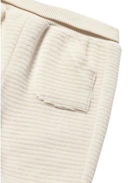 Terno de treino Mayoral 3 peças em veludo cotelê bege para menino.