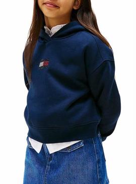 Moletom Tommy Hilfiger Rhine Flag marinho para meninas.