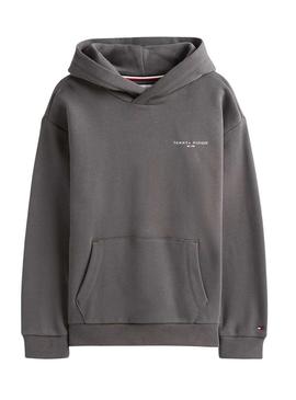 Moletom Tommy Hilfiger Mini Corp cinza para crianças.