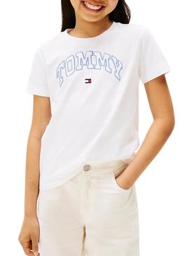 Camiseta Tommy Hilfiger Varsity logo branca menina