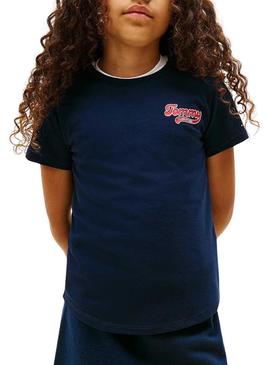 Camiseta Tommy Hilfiger Varsity slim marinho menina