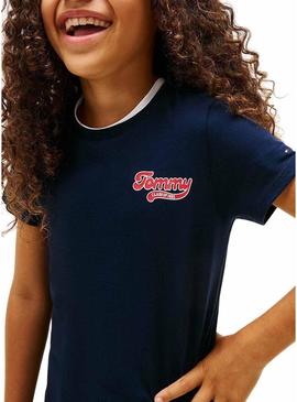 Camiseta Tommy Hilfiger Varsity slim marinho menina