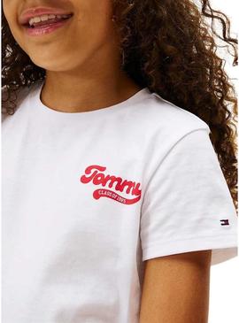 Camiseta Tommy Hilfiger Varsity slim branca menina