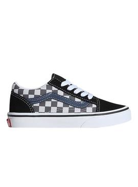 Tênis Old Skool xadrez cinza para menino e menina.