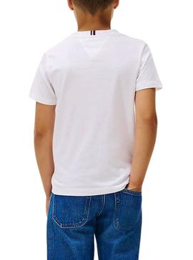 Camiseta Tommy Hilfiger Mini Corp branca para crianças.