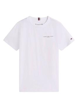 Camiseta Tommy Hilfiger Mini Corp branca para crianças.