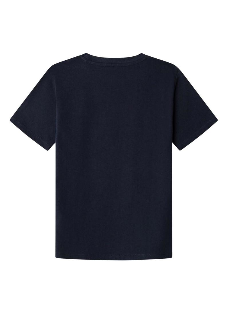 Camiseta Pepe Jeans New Art logo marinho para criança.