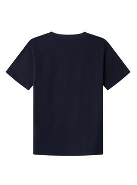 Camiseta Pepe Jeans New Art logo marinho para criança.