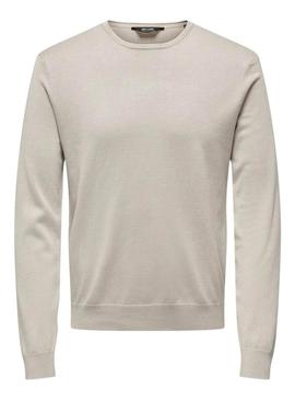 Camisola Only and Sons Wyler bege para homem.