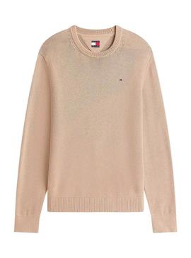 Camisola básica Tommy Jeans bege para homem.