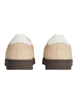 Sapatilhas Tommy Jeans Greenwich bege para mulher.