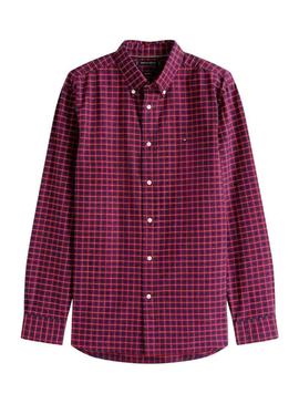 Camisa Tommy Hilfiger xadrez vermelha e azul marinho para homem