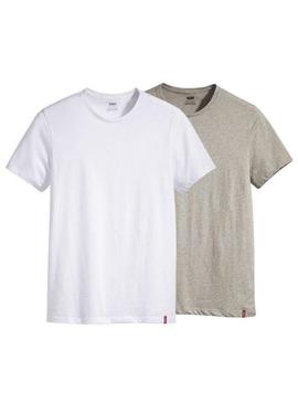 Conjunto de camisetas Levis branca e cinza para homem.