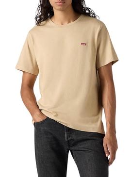 Camiseta básica Levi's bege para homem.