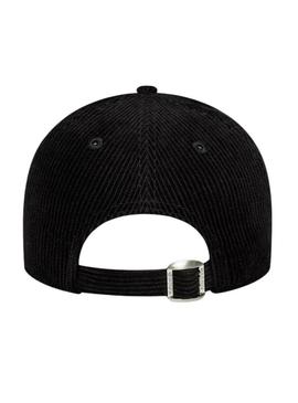 Boné New Era League Cord 9FORTY preto para mulher.