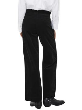 Calça Only Madison de veludo cotelê preta para mulher.