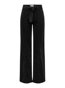 Calça Only Madison de veludo cotelê preta para mulher.