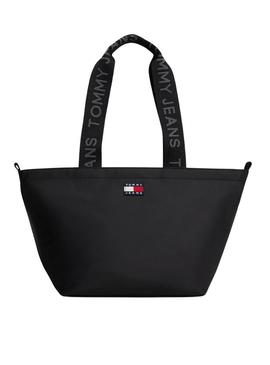 Bolsa Tommy Jeans Mini Tote preta para mulher.