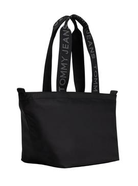 Bolsa Tommy Jeans Mini Tote preta para mulher.