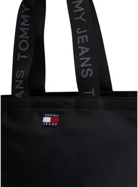 Bolsa Tommy Jeans Mini Tote preta para mulher.