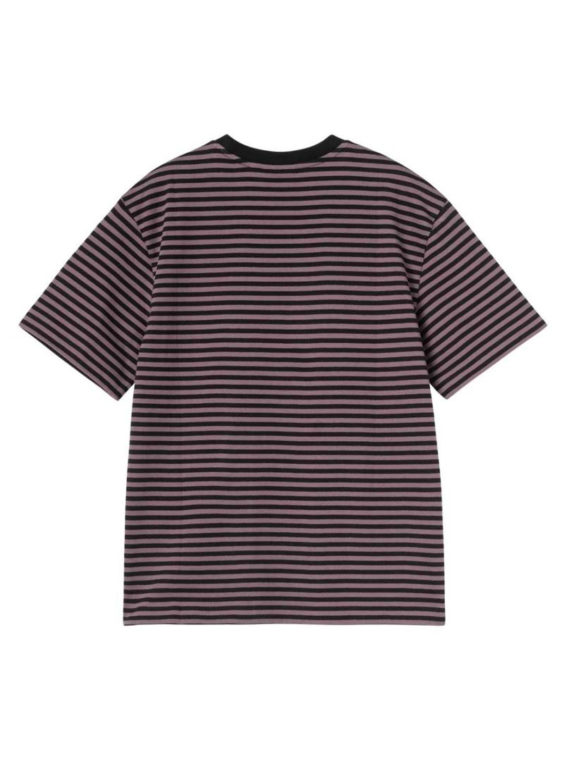 Camiseta Carhartt Verner listras rosa e preto para mulher.
