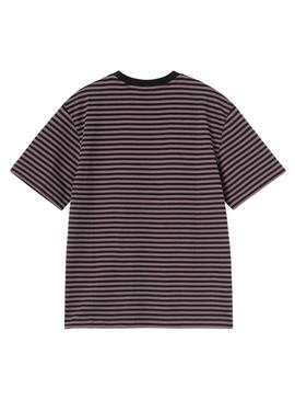 Camiseta Carhartt Verner listras rosa e preto para mulher.