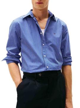Camisa Tommy Hilfiger Hairline azul para homem.