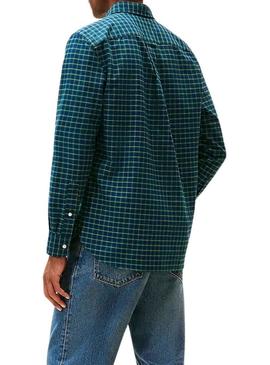 Camisa Tommy Hilfiger Oxford tartan verde para homem.
