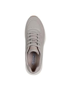 Sapatilhas Skechers Arch Bobs cinza para mulher.