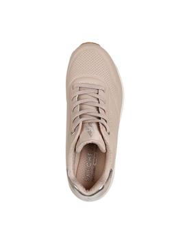 Tênis Skechers Uno Shimmer rosa para mulher.