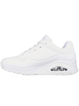 Tênis Skechers Uno branco para mulher.